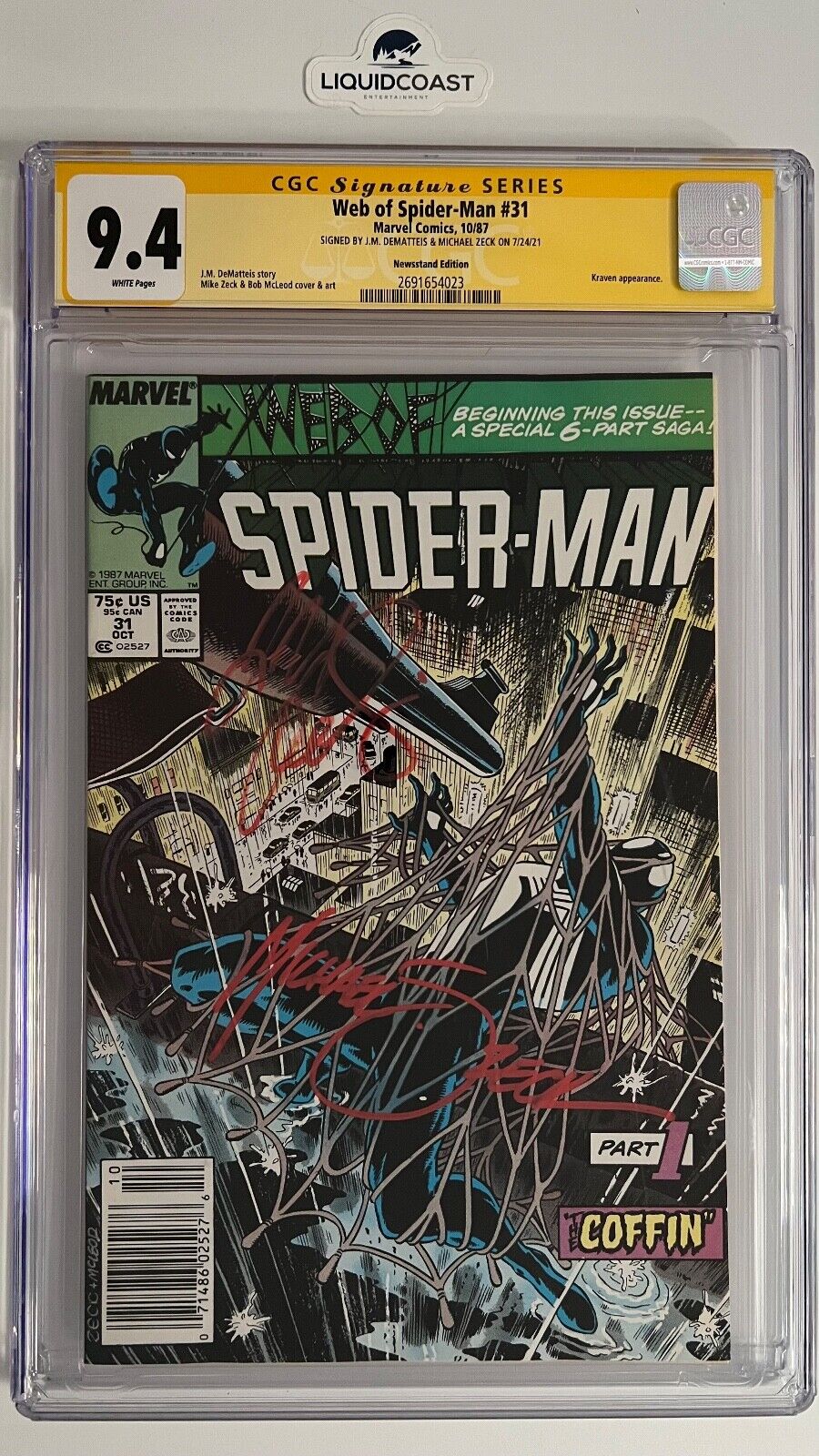 Web of Spider-Man #31 SS CGC 9.4 SIGNED BY J.M. DEMATTEIS & MICHAEL ZECK