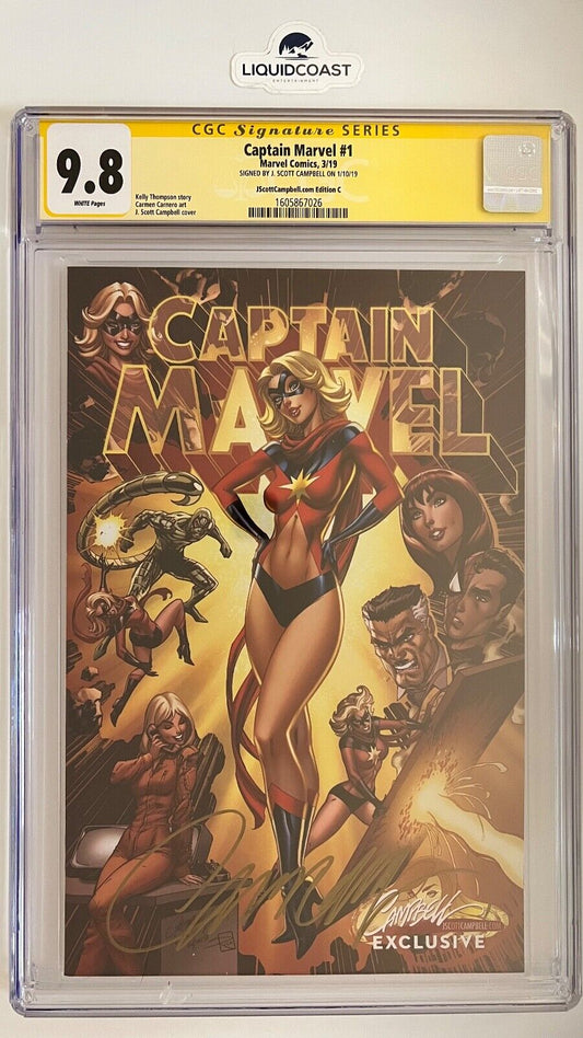 Captain Marvel #1 SS CGC 9.8 SIGNED BY J. SCOTT CAMPBELL JScottCampbell.com C