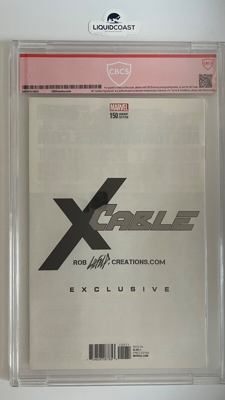 Cable #150 CBCS 9.8 Verified Sig: ROB LIEFELD. Sketch on cover