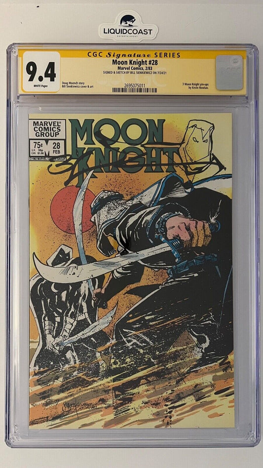 Moon Knight #28 SS CGC 9.4 SIGNED & SKETCH BY BILL SIENKIEWICZ