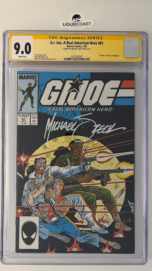 G.I. Joe, A Real American Hero #61 SS CGC 9.0 SIGNED BY MICHAEL ZECK