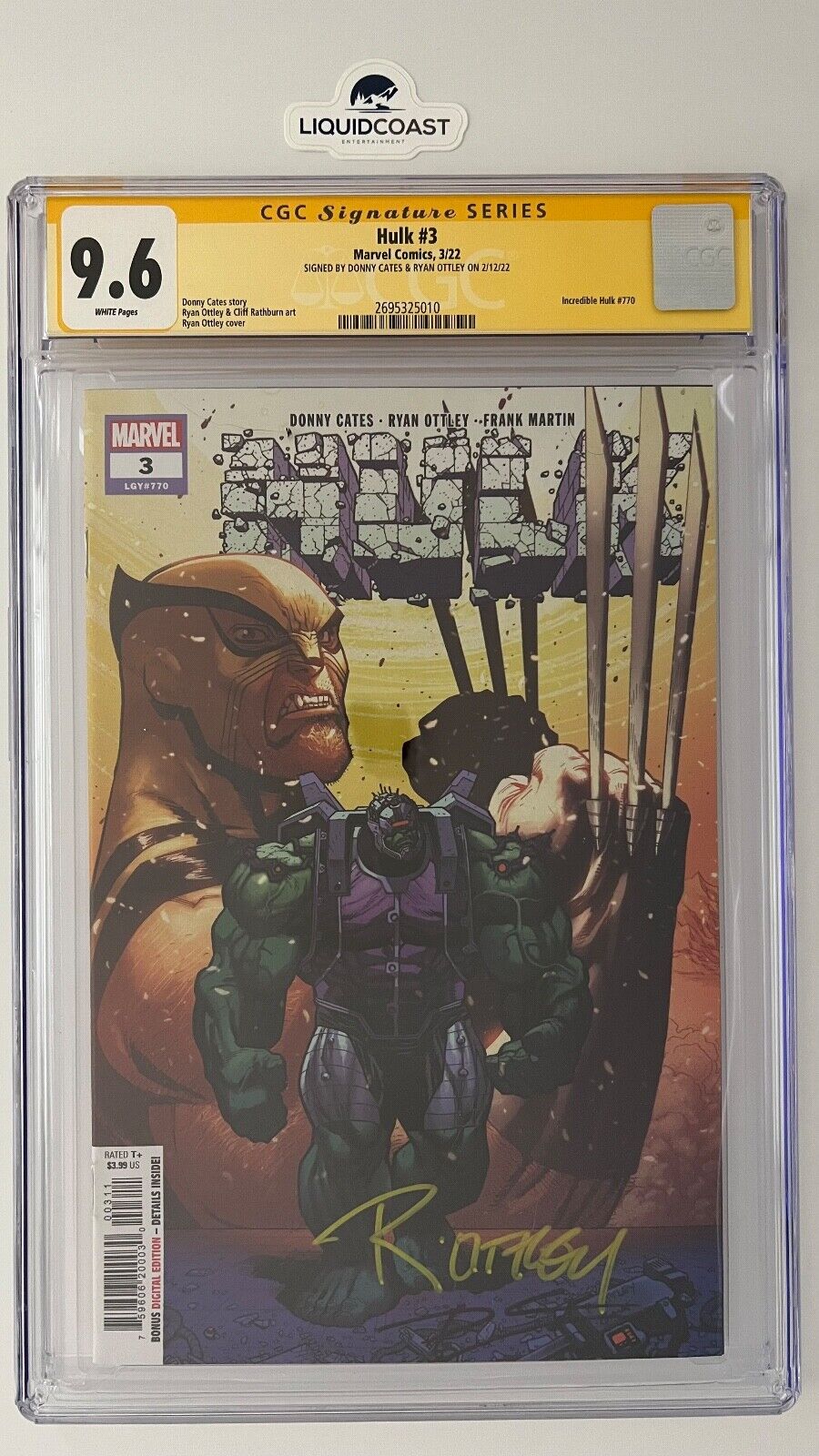 Hulk #3 / #770 SS CGC 9.6 signed by Donny Cates and Ryan Ottley